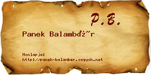 Panek Balambér névjegykártya